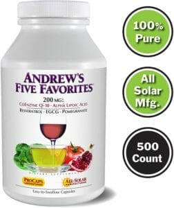 Andrews 5 favourites CoQ10 Coenzyme q10 supplement 